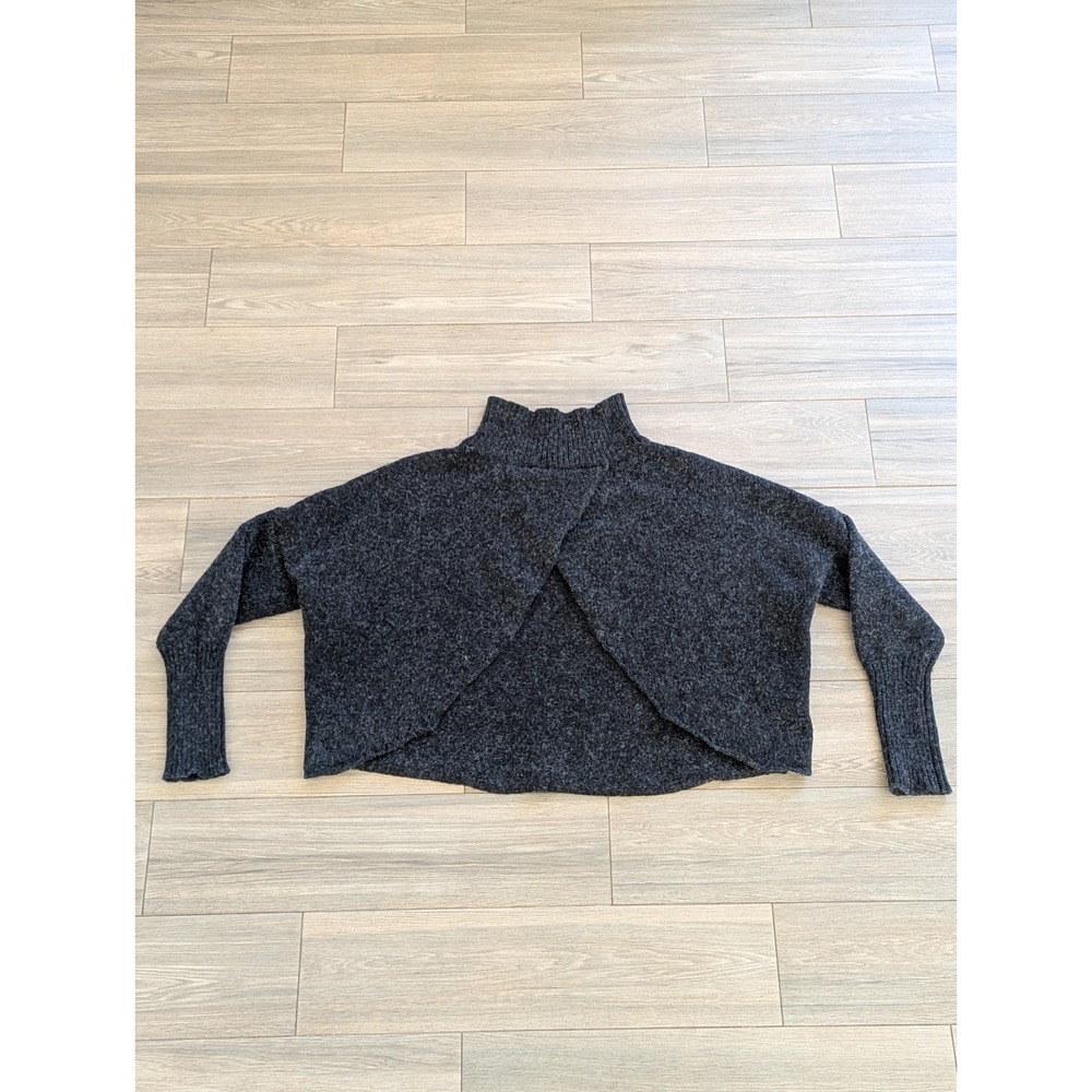 Free People One Teaspoon Cropped High Neck Open Back‎ Pullover Sweater Gray Sz M